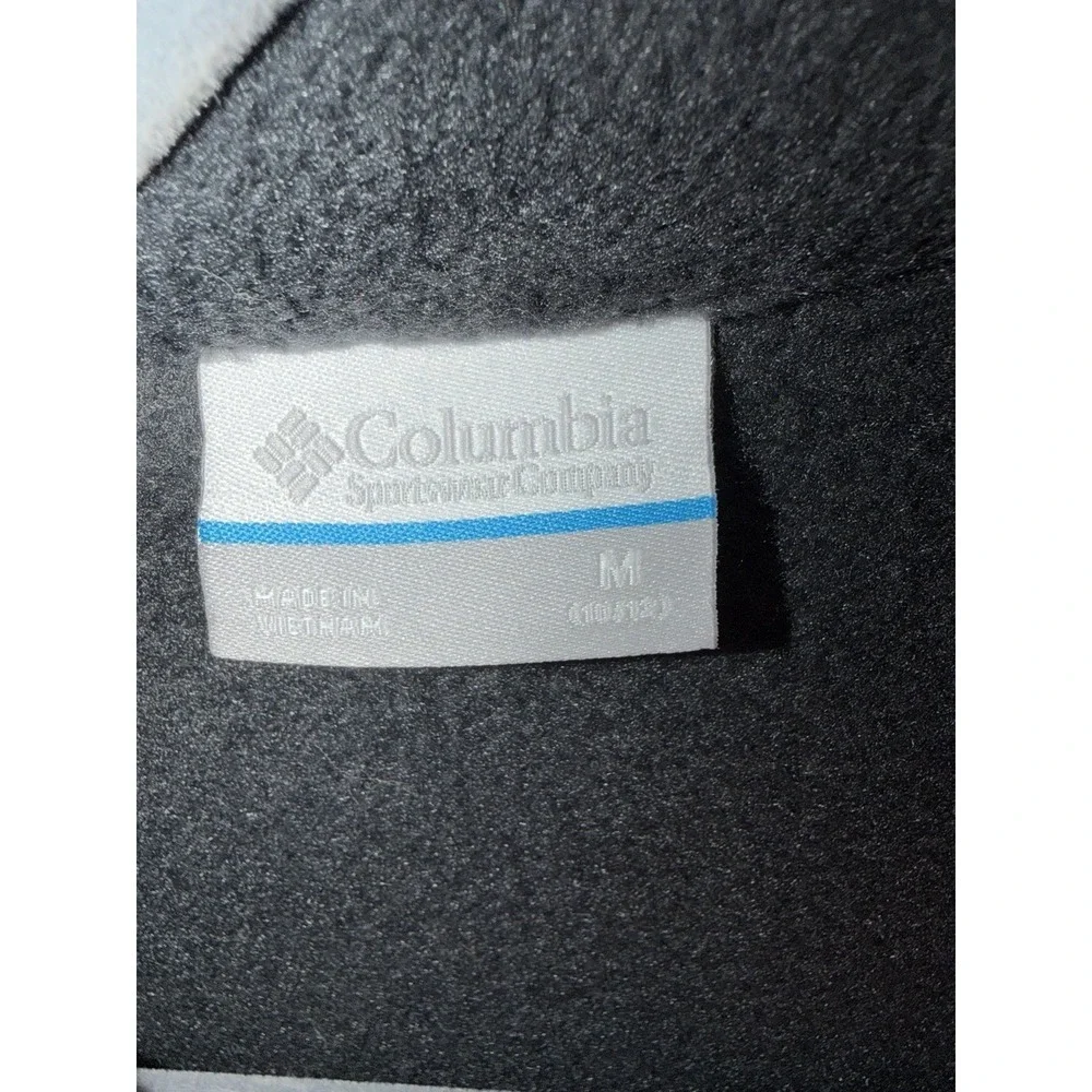 Columbia Girls Fleece Pullover Gray Peach 1/4 Snap Jacket Size M 10/12 1826131